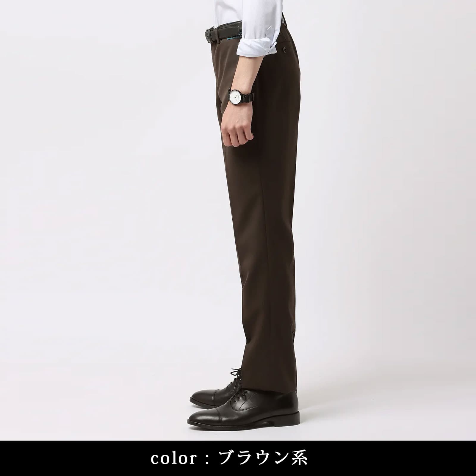 テーパードパンツ メンズ 大きいサイズ 尾州 洗える ウォッシャブル ウールポリエステル 無地 ミディアムグレー グレー 春夏 秋冬 ビジネス カジュアル ビジカジ 普段着 ノータック 細身 スリム ノータック ボトムス スラックス ズボン 紳士服 男性 IN05 thumbnail 3