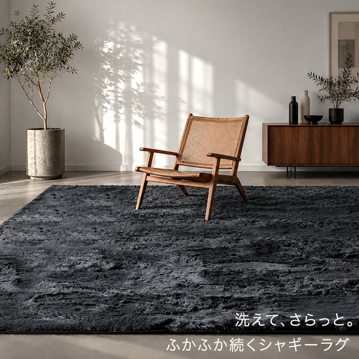 【リニューアル特価！更に20時~5％引クーポン】 さらふわ手触り 洗える 高密度 シャギーラグ 防汚 防音 シャギー ラグ ラグマット 100×135 135×185 185×185 200×250 200×300 長方形 正方形 1畳 2畳 2.5畳 3畳 4畳 厚手 無地 カーペット グレー ホワイト thumbnail 2