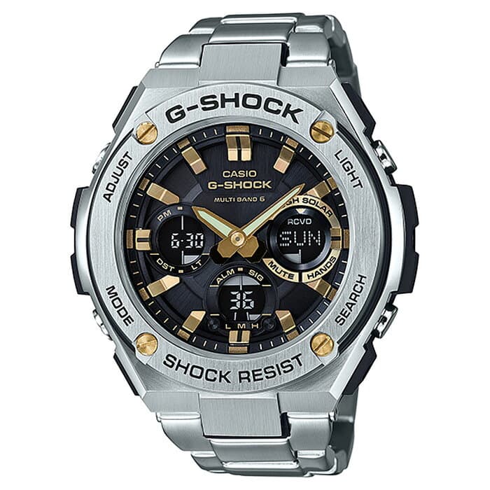 【20時〜抽選還元＆ポイント最大57.5倍＆最大2000円OFFクーポン】G-SHOCK G-STEEL Gスチール GST-W110D-1A9JF メンズ 腕時計 電波ソーラー アナデジ シルバー メタル レイヤーガード 国内正規品 カシオ thumbnail 2