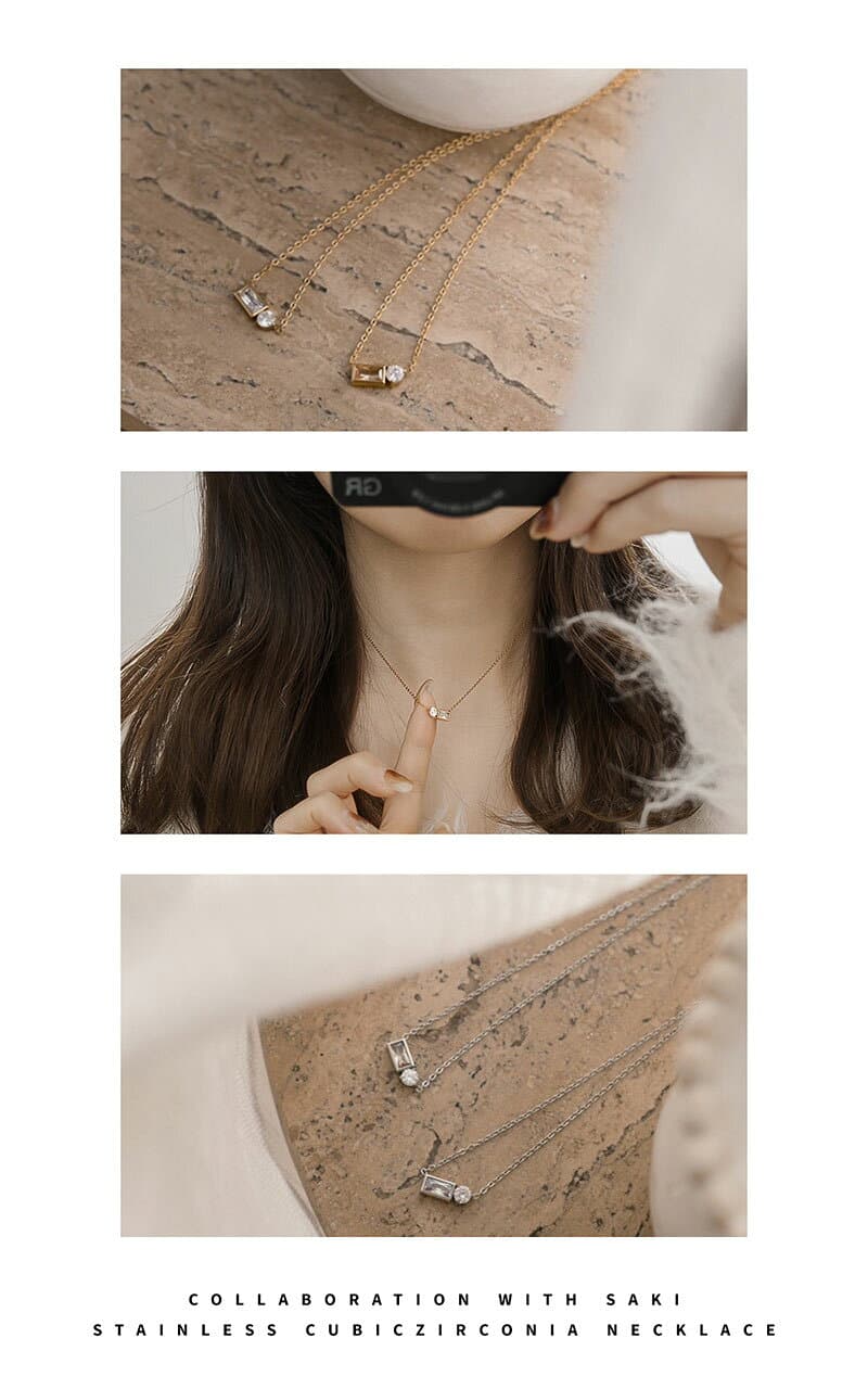 【最大30%OFFクーポン有】 【sakiさん×ROOMコラボ】 ネックレス レディース ショートネックレス ステンレス製 金属アレルギー キュービックジルコニア クリア アプリコット ゴールド シルバー チェーン シンプル デイリー メール便送料無料 thumbnail 2