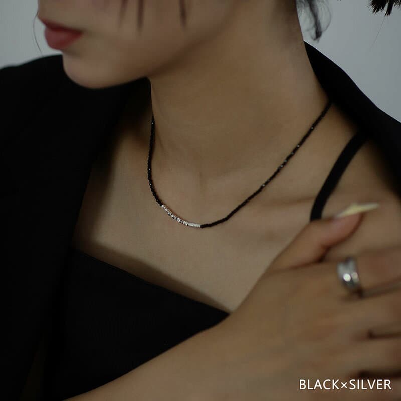 【最大30%OFFクーポン有】 【選べる福袋対象商品】 ネックレス ショートネックレス 金属アレルギー対応 ステンレス製 レディース 天然石 ヘマタイト ガラスビーズ ブラック ブラウン ゴールド シルバー 女性 プチプラ 高見え メール便送料無料 11月上旬予約商品 thumbnail 2