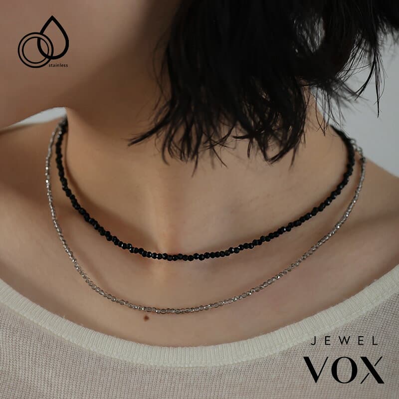 【10/27 09:59まで！超目玉】 ＼NAVY/PURPLE新色追加／ ネックレス レディース ショートネックレス ステンレス製 金属アレルギー ビーズ 黒 大人 かわいい 重ね付け 可愛い シンプル オシャレ 普段使い カジュアル ギフト メール便送料無料