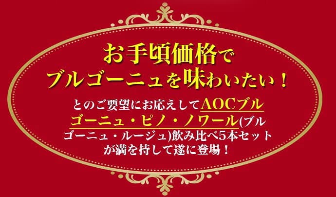 【送料無料】ピノ愛好家大注目！AOCブルゴーニュ ピノ ノワール5本飲み比べセット 有名メゾンも含むピノ ノワール(ブルゴーニュ ルージュ)飲み比べBourgogne Pinot Noir 5 SET ワインセット thumbnail 3
