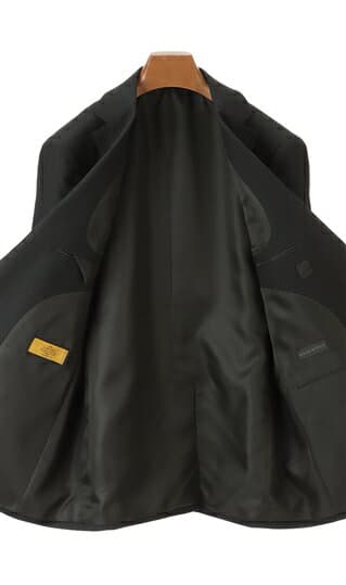 【洋服の青山】ツーパンツ ウール100% プレミアム スーツ メンズ スリム 秋冬 ブラック 黒 織柄 Super100's ストレッチ 動きやすい 2ボタン 本台場 本切羽 重ねボタン ノータック ビジネス オフィス 通勤 登壇 商談 会議 式典 メンズスーツ 紳士服 背広 HILTON ヒルトン thumbnail 3