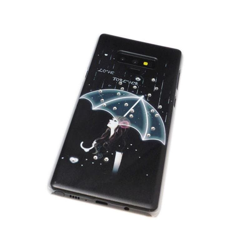 送料無料 Galaxy Note9 SC-01L SCV40 ギャラクシー docomo AU ラインストーン 絵画 絵柄 ペイント PC ハード ケース カバー デザインE — 1/3