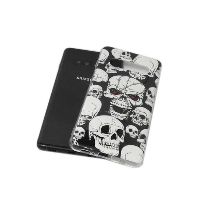 送料無料 Galaxy S10 SC-03L SCV41 SM-G973C(楽天モバイル版)背面 TPU ソフトタイプ 絵画ペイント ギャラクシー S10 ケース カバー ドクロ — 1/3