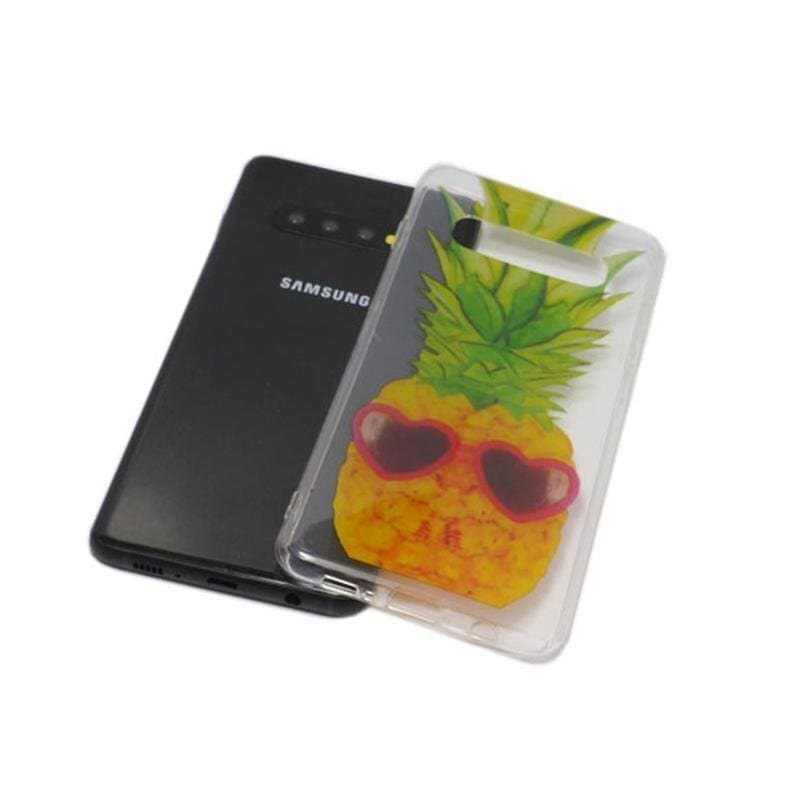 送料無料 Galaxy S10+ Plus SC-04L SC-05L SCV42 背面 TPU ソフト 絵画ペイント ギャラクシー S10 プラス ケース カバー パイナップル — 1/3