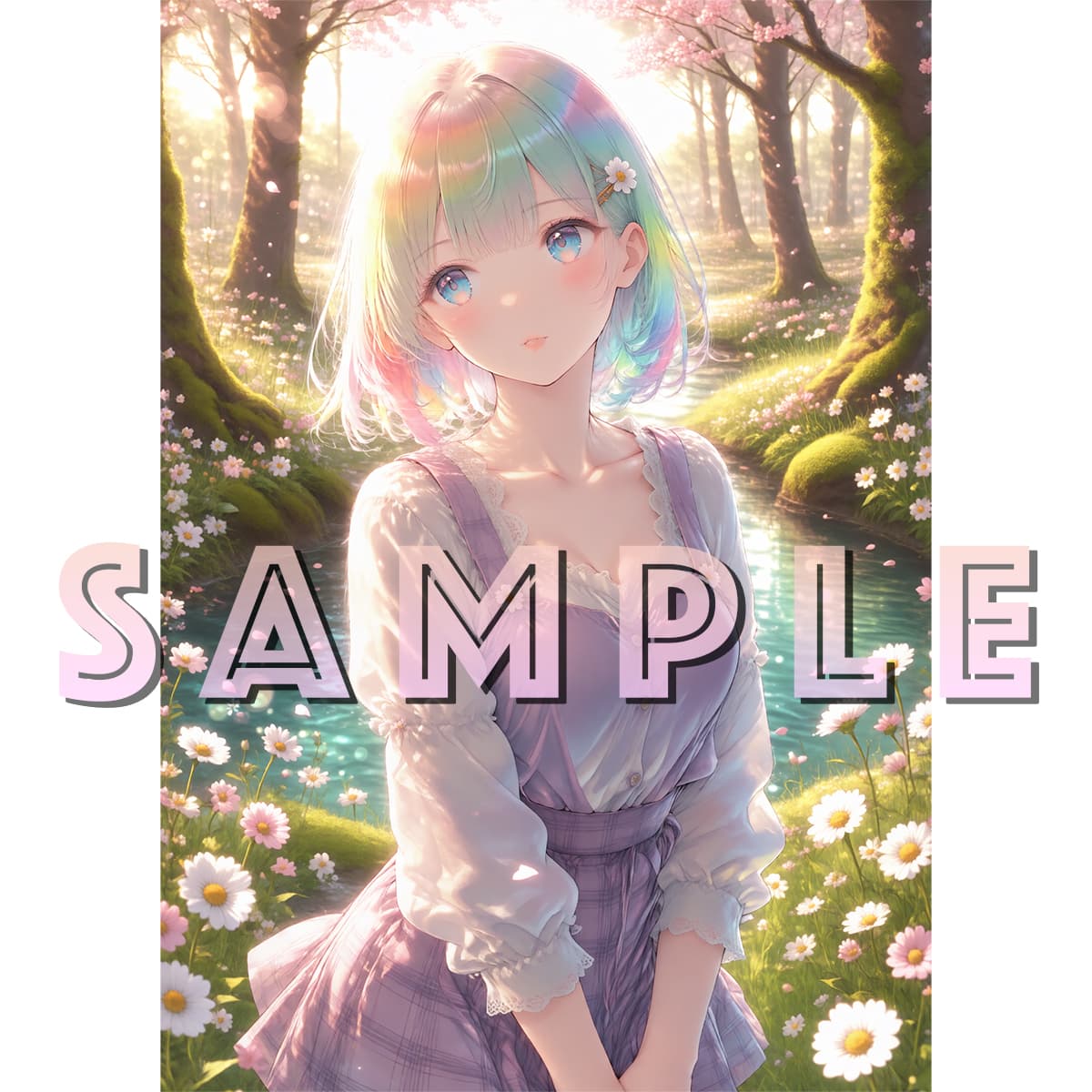 g174 オリジナル イラスト A4 アート ポスター AI 同人 アニメ ファンタジー ゆめかわ 可愛い 女の子 ガーリー コスプレ 花 衣装 — 1/1