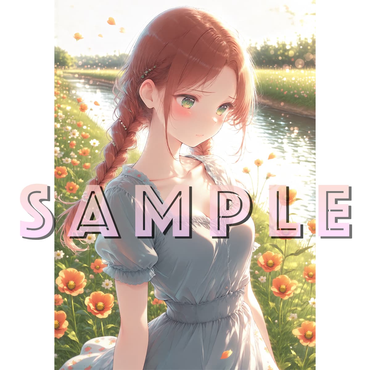 g176 オリジナル イラスト A4 アート ポスター AI 同人 アニメ ファンタジー ゆめかわ 可愛い 女の子 ガーリー コスプレ 花 衣装 — 1/1
