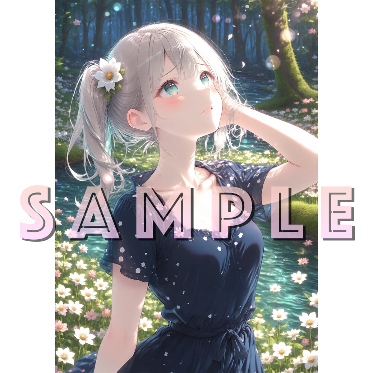 g180 オリジナル イラスト A4 アート ポスター AI 同人 アニメ ファンタジー ゆめかわ 可愛い 女の子 ガーリー コスプレ 花 衣装 — 1/1