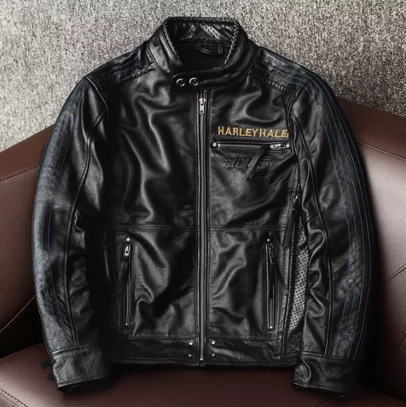 HALEI◆ハーレー 115 ヘビーウェイト 機関車ジャケット 頭層カウレザー 本革 メンズ オートバイ用アウター PL-519 — 1/7
