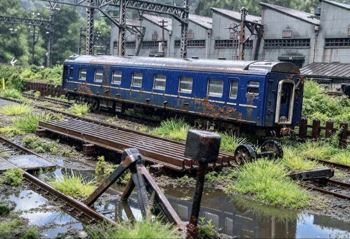 国鉄オロネ25 銀帯ソロシングル 寝台 長期保留車 改修待機保留車 メイクアップ・ウエザリング加工・精密加工品 — 1/5