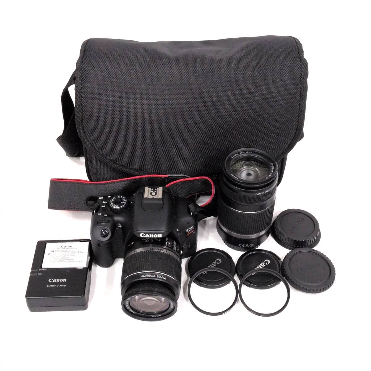 Canon EOS Kiss X4 EF-S 18-55mm F3.5-5.6 IS 55-250mm F4-5.6 デジタル一眼レフカメラ レンズ 動作確認済 — 1/10