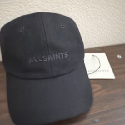 NWT AllSaints メンズ Black Underground Tonal BB Logo Baseball キャップ - Wool 海外 即決 — 1/7