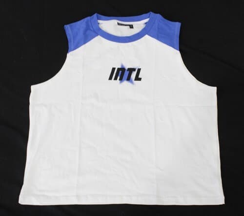 ASOS Design メンズ Shrunken Fit Chest Print Tank Top AP2 White Size: 2XL NWT 海外 即決 — 1/4