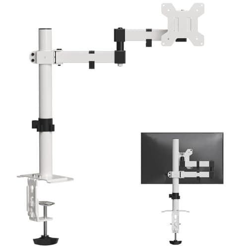 Bracwiser PCモニターアーム 液晶ディスプレイアーム 白色 グロメット&クランプ式 4軸 水平多関節 13-32インチ対 — 1/8
