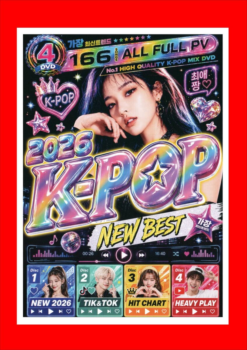最新/K-POP好きが聴きたい知るべき最新のPV集 2026 K-POP NEW BEST/DVD4枚組/全166曲 — 1/4