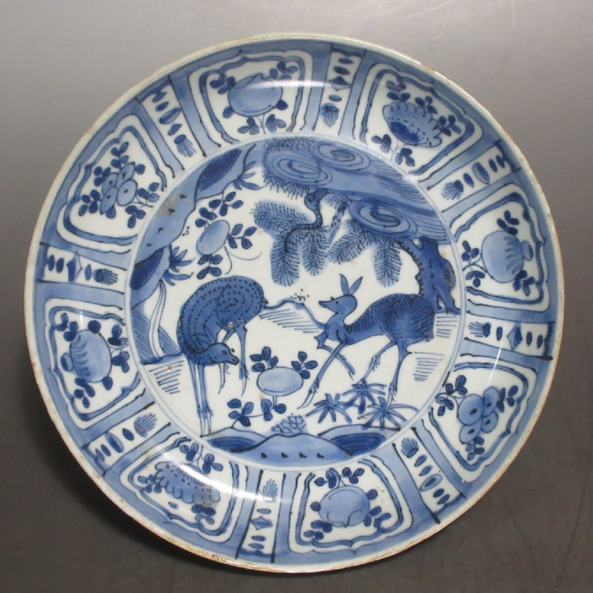 明古染付 芙蓉手松鹿図皿 中国古玩 アンティーク 骨董品 C621 — 1/10
