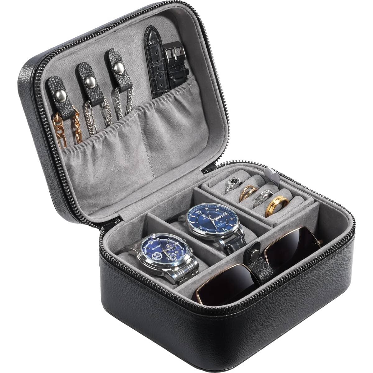 【新品】ProCase トラベルウォッチケース 腕時計2本収納 メンズ アクセサリー整理 持ち運び PUレザー ジュエリー収納 — 1/9
