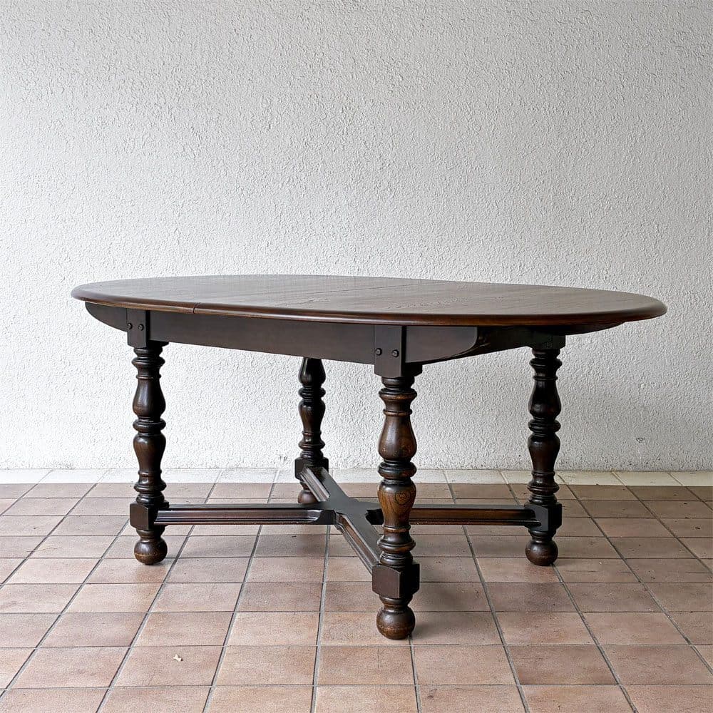 ◇ アーコール Ercol エクステンション ダイニングテーブル 伸長式 エルム材 ブラウンカラー UKビンテージ 英国家具 アンティーク 希少 — 1/10