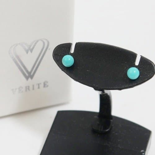 ★USED品 良品 ジュエリー VERITE【ピアスセット ベリテ トルコ石付き ピアス 芯棒:K18刻印 保管ケース共】 — 1/10