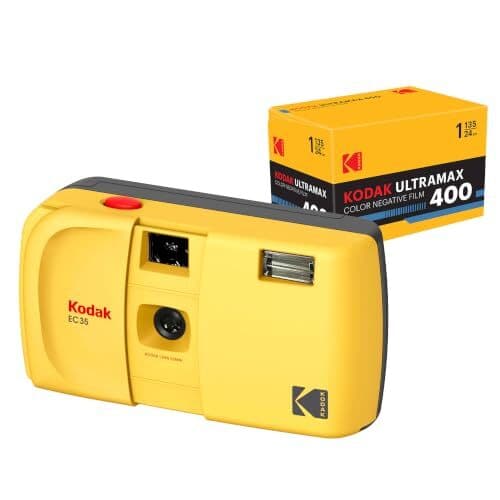 コダック EC35 35mmフィルムカメラ、35mm判、再利用可能、フォーカスフリー、内蔵フラッシュ、スライドカバー付き、初心mm — 1/9