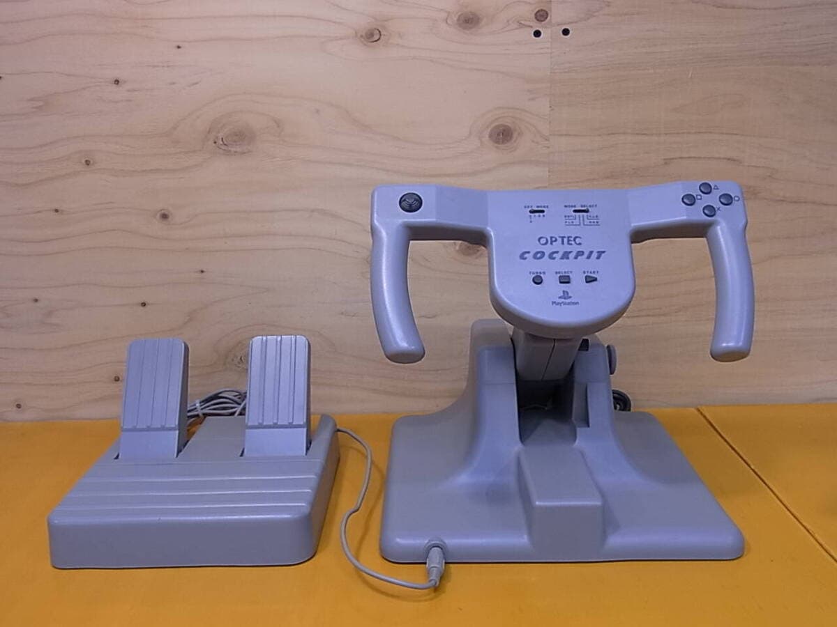 □Yh/421☆PlayStation PS1専用 コックピット☆ステアリング型アナログコントローラー☆SLPH-00024☆動作不明☆ジャンク — 1/10
