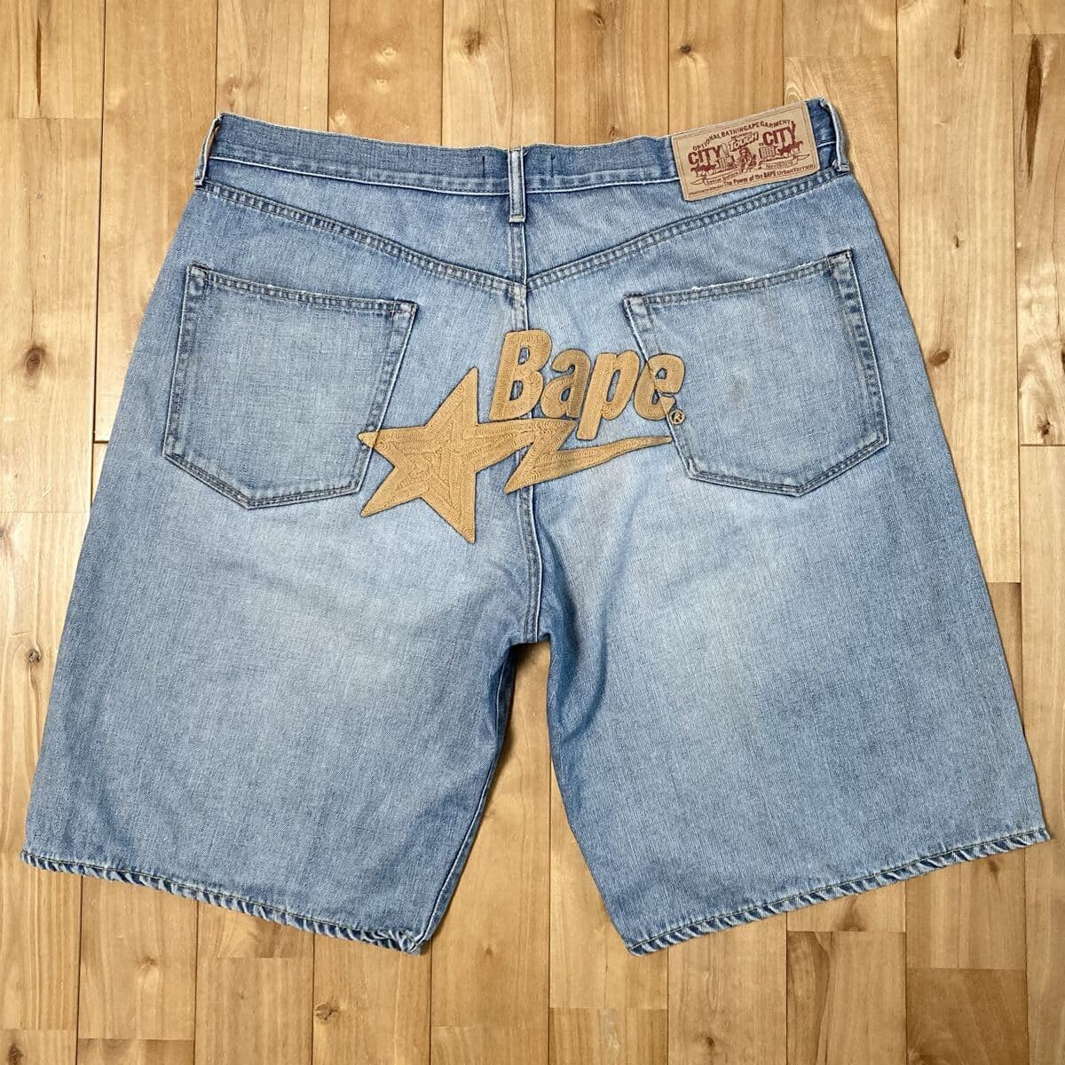 ★XXL★ BAPESTA 刺繍 デニム ハーフパンツ a bathing ape star BAPE STA Denim Shorts ショーツ エイプ ベイプ スター NIGO 2XL xy8 — 1/9