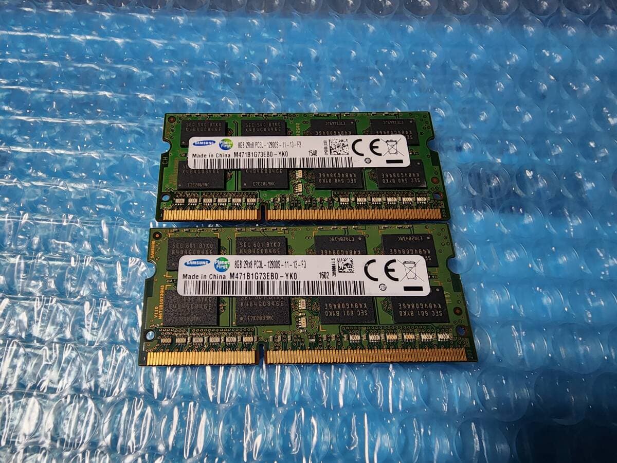 即決 SAMSUNG製 DDR3 8GB×2枚 合計16GB PC3L-12800S SO-DIMM 低電圧対応 送料140円~ — 1/2