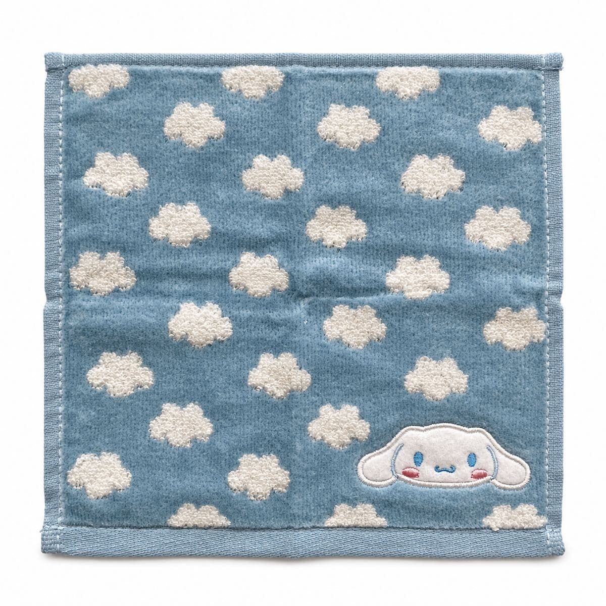 新品 サンリオ シナモロール タオルハンカチ 約20×20cm 綿100% シャーリング ピンク 雲柄 刺繍入り ミニタオル レディース キッズ — 1/3