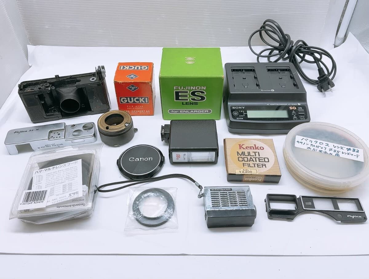 カメラ関連部品 まとめ レンズ 充電器 ストロボ カメラ パーツ アクセサリー ラジオ レンズカバー canon FUJINON Kenko SONY フラッシュ — 1/8