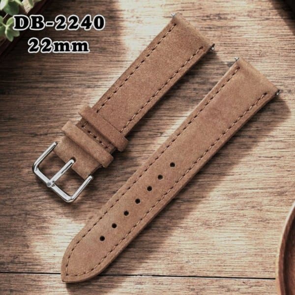 【新品】 スエード バックスキン レザー 腕時計バンド ブラウン 22mm DB-2240 (@851399) — 1/5
