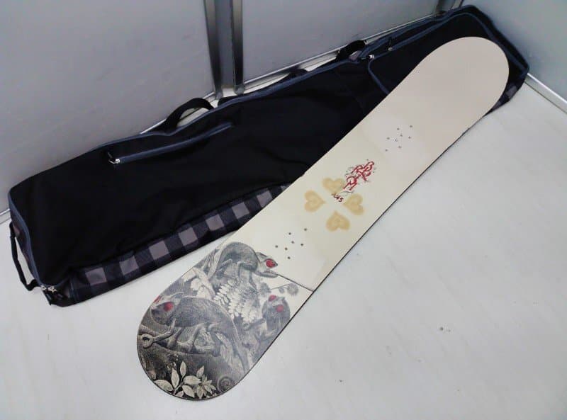 3 BURTON バートン スノーボード A45 WOOD CORE 表ベージュ系 カメレオン柄 裏パープル系 全長約1430mm スノボ ボード ボードケース付 — 1/9