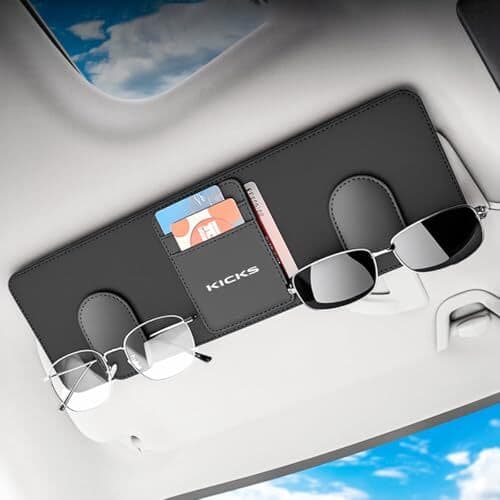 キックス カー サングラスホルダー メガネクリップ2つ カード用ポケット3つ サンバイザーに嵌め込む 対応 キックス KICK.c — 1/9