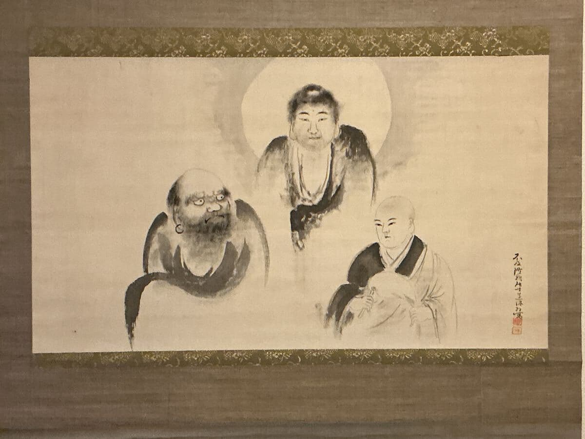 《作者不明》★仏画・絹本 横大幅 仏教美術 掛け軸 — 1/9