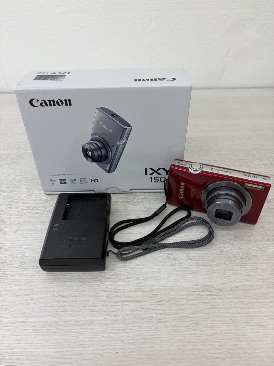 坂2610-1114 Canon キヤノン デジカメ IXY 150 レッド ピント フラッシュ確認済 外箱 充電器付 コンパクトデジタルカメラ — 1/5