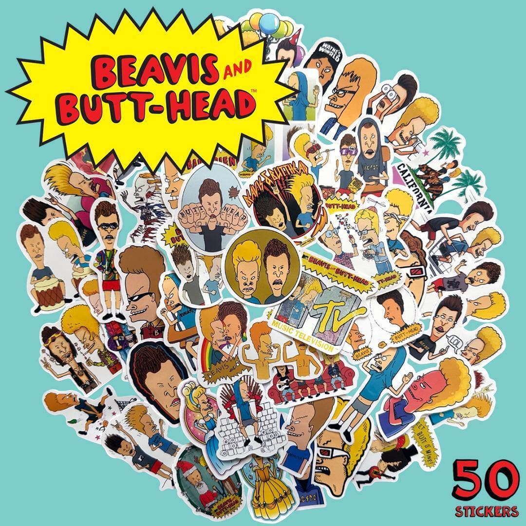 ビーバス&バットヘッド ステッカー 50枚セット PVC 防水 シール BEAVIS AND BUTT-HEAD アニメ キャラクター グッズ — 1/9