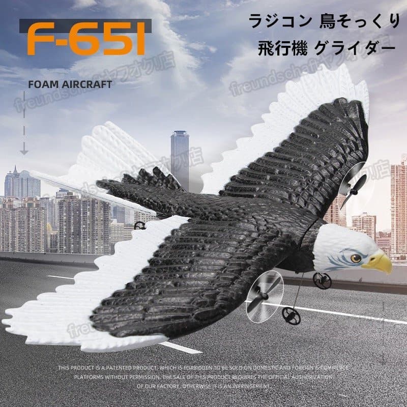 バッテリー2本 ラジコン 鳥そっくり飛行機 グライダー RC 子供 初心者 EPP軽量 耐衝撃 6軸ジャイロ付き 2.4G おもちゃFX651 Eagle zchw0802 — 1/10