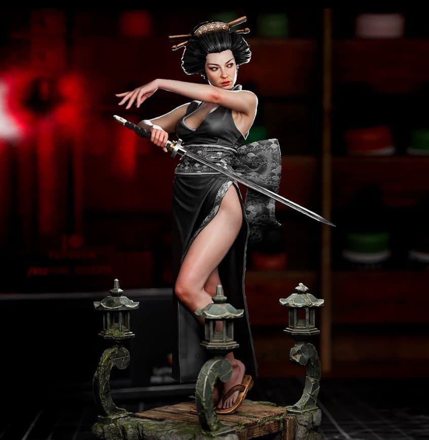 全高75mm 星子女芸武士 レジン製 フィギュア 人形 レジンフィギュア ガレージキット 未組立 未塗装 F263 — 1/5