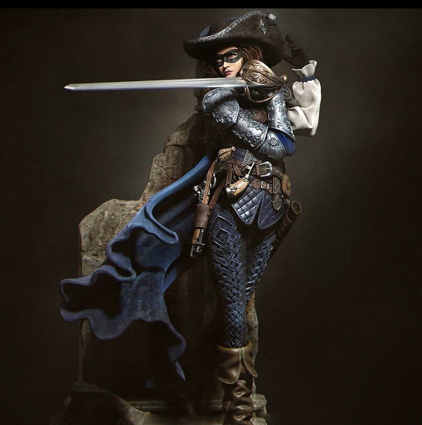 全高90mm 女銃士 レジン製 フィギュア 人形 レジンフィギュア ガレージキット 未組立 未塗装 F267 — 1/5