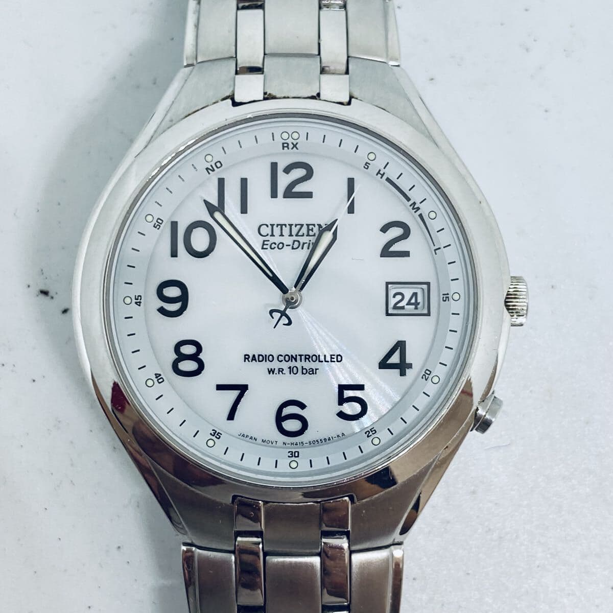 2610-184 CITIZEN H415-S033047 シチズン エコドライブ 電波ソーラー Eco-Drive シルバー アナログ 腕時計 デイト アンティーク — 1/7