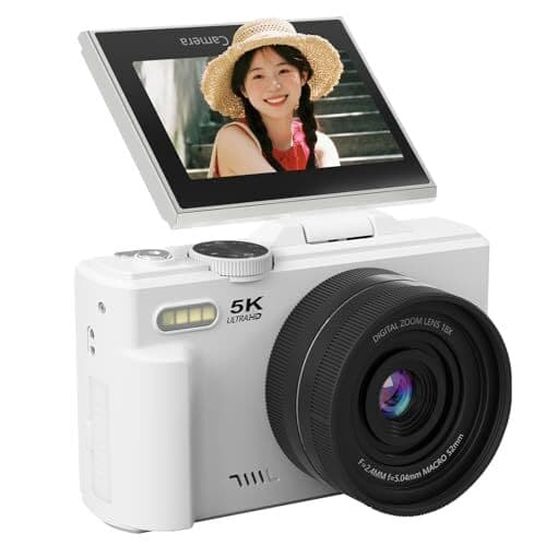 AiMike デジタルカメラ 5K スマホに送れるデジカメ WIFI転送機能 7500万画素 180度回転可ディスプレイ 6♪ns — 1/8