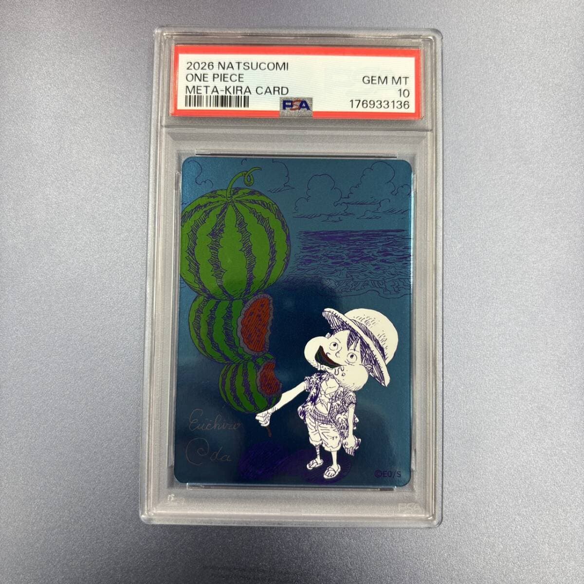 【PSA10】ワンピース ナツコミ 尾田栄一郎 描き下ろし メタキラカード ルフィ スイカ H — 1/2