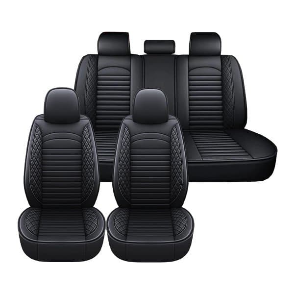 送料無料 フォード モンデオ CD132 汎用 レザー シートカバー ブラック 運転席 助手席 2列目 前後席 被せるタイプ — 1/6