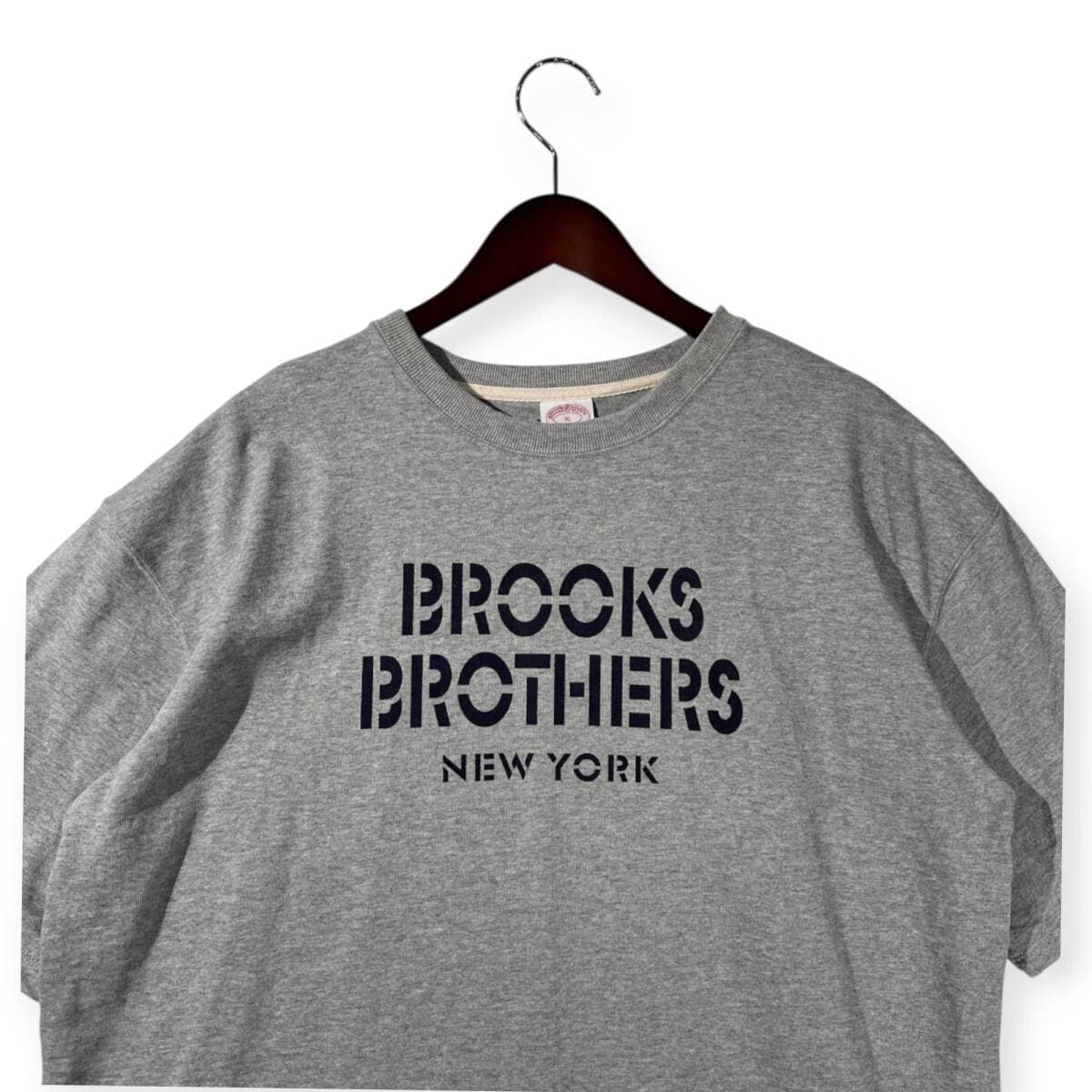 Brooks Brothers ブルックスブラザーズ NEWYORK フロント ロゴプリント ヘビーウェイト 半袖Tシャツ サイズ XL /グレー メンズ — 1/9
