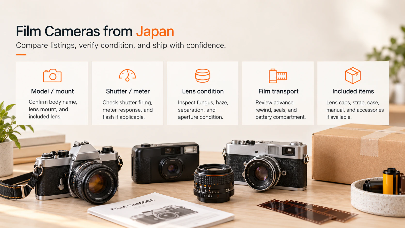 Japan Proxy Shopping visual guide for Film Cameras from Japan