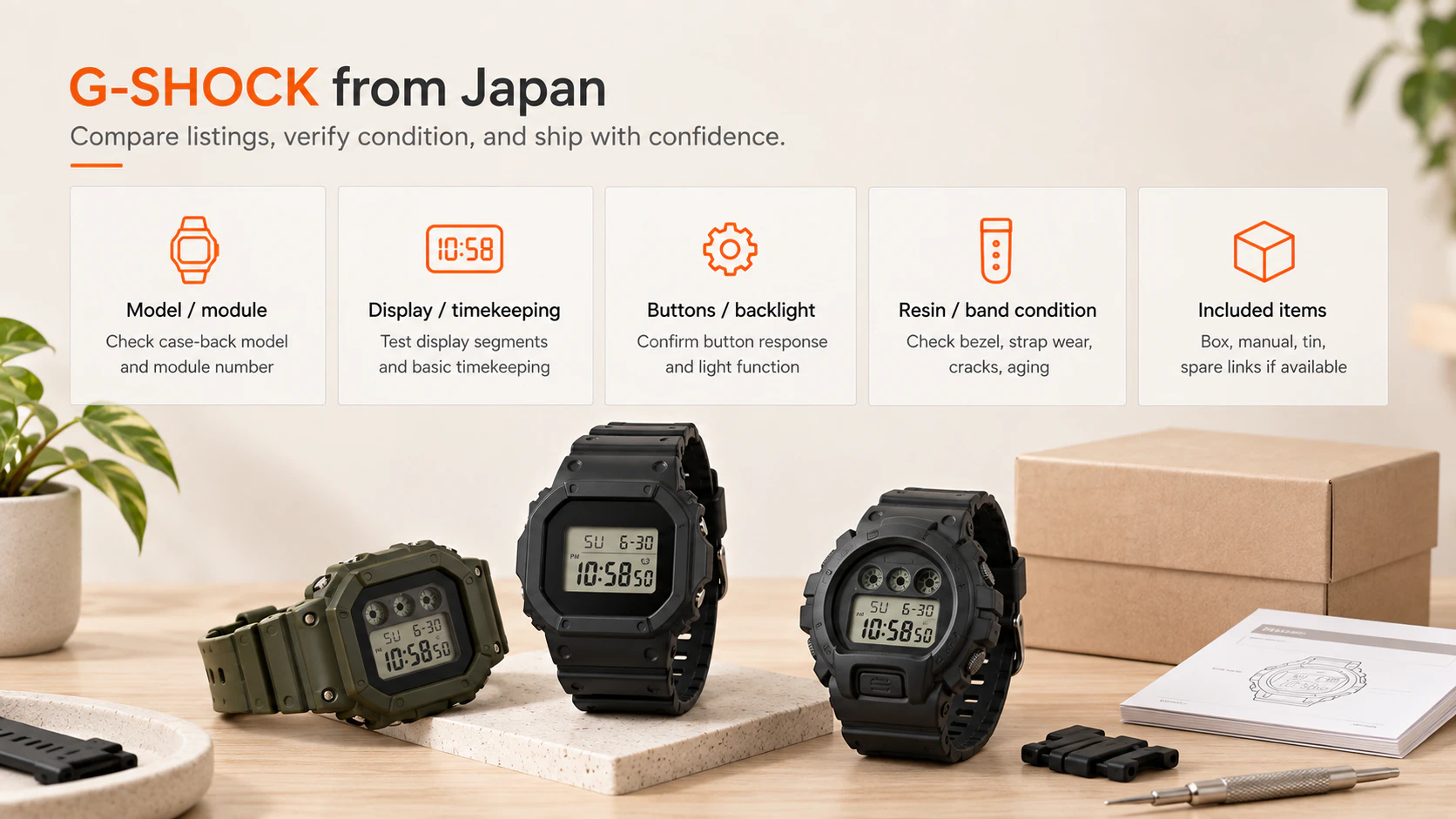 Japan Proxy Shopping visual guide for G-SHOCK from Japan