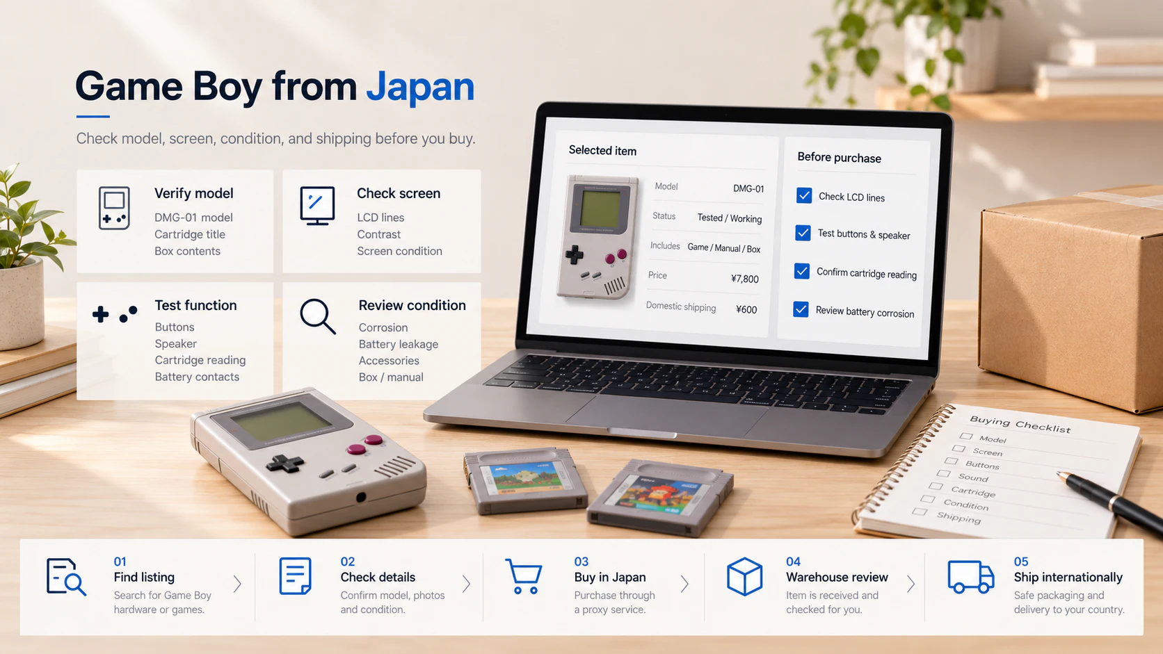 Japan Proxy Shopping visual guide for Game Boy from Japan