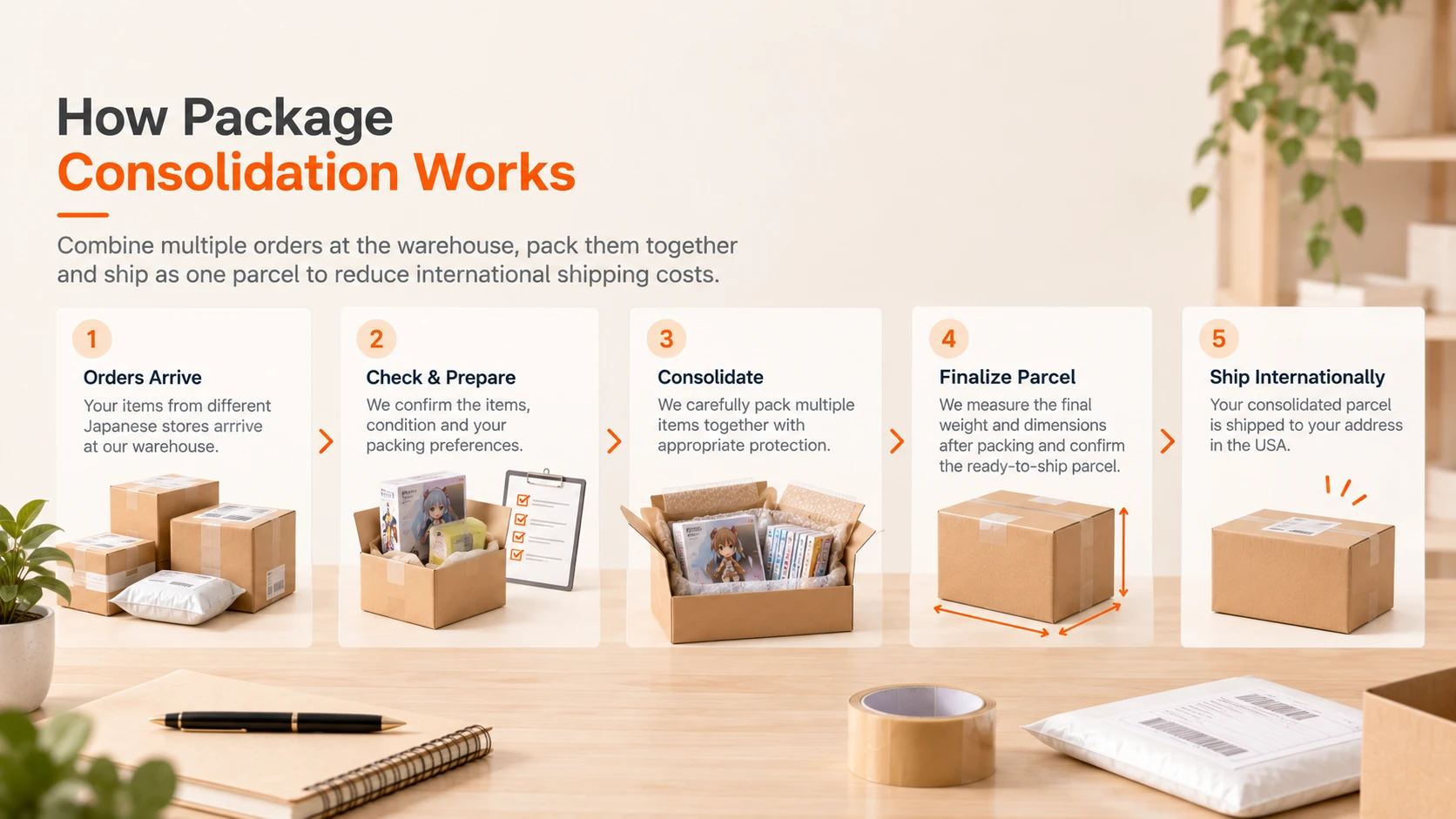 Japan Proxy Shopping visual guide for How Package Consolidation Works