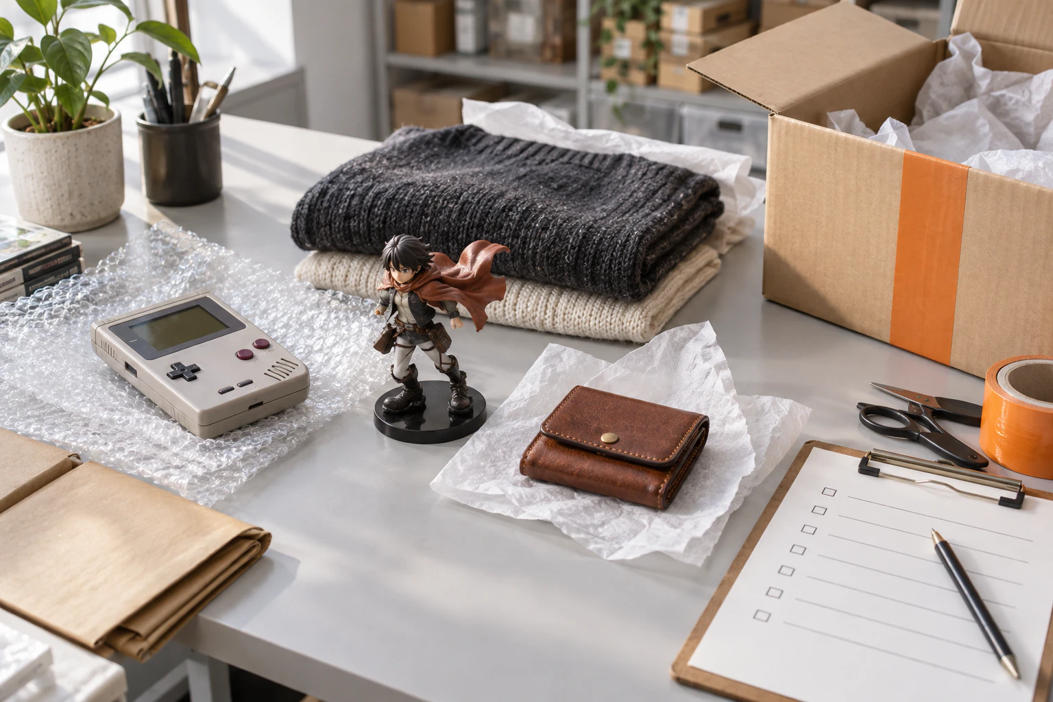 Carefully selected second-hand Japanese finds prepared for shipment